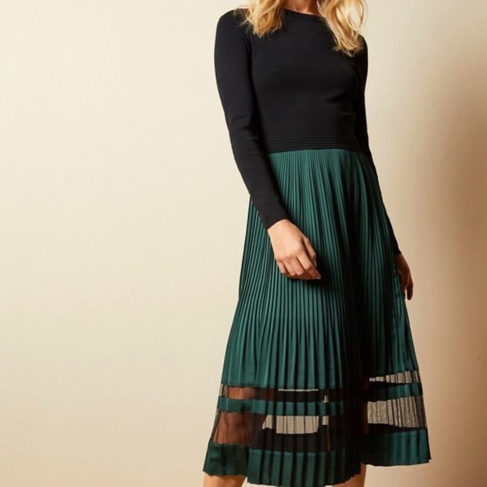 Ted Baker SCARLAH Knitted Long Sleeve Dress- Black